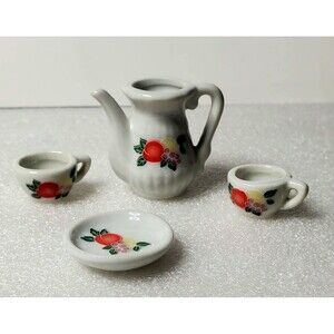Frenzy Toys Miniatures Floral China Tea Set – Teapot, 2 Cups & Plate Replacement